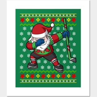 Ice Hockey Player Santa Claus Ugly Christmas Sweater Posters and Art